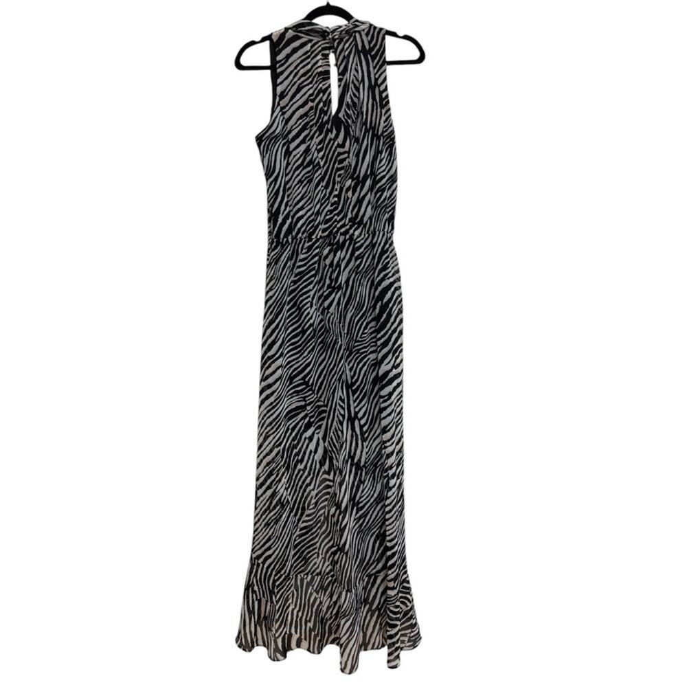 WHBM Abstract Zebra Black and Ecru High Low Maxi Dress - Size 8 - Picture 3 of 8